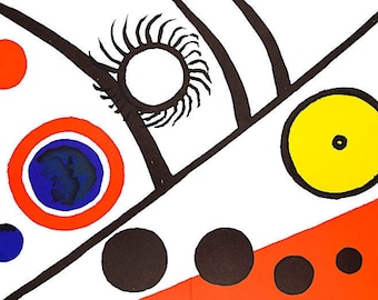 ALEXANDER CALDER - 'Le Soleil et la Lune' - vintage original lithograph - c1976 (Limited edition. Maeght/DLM/Mourlot, Paris)