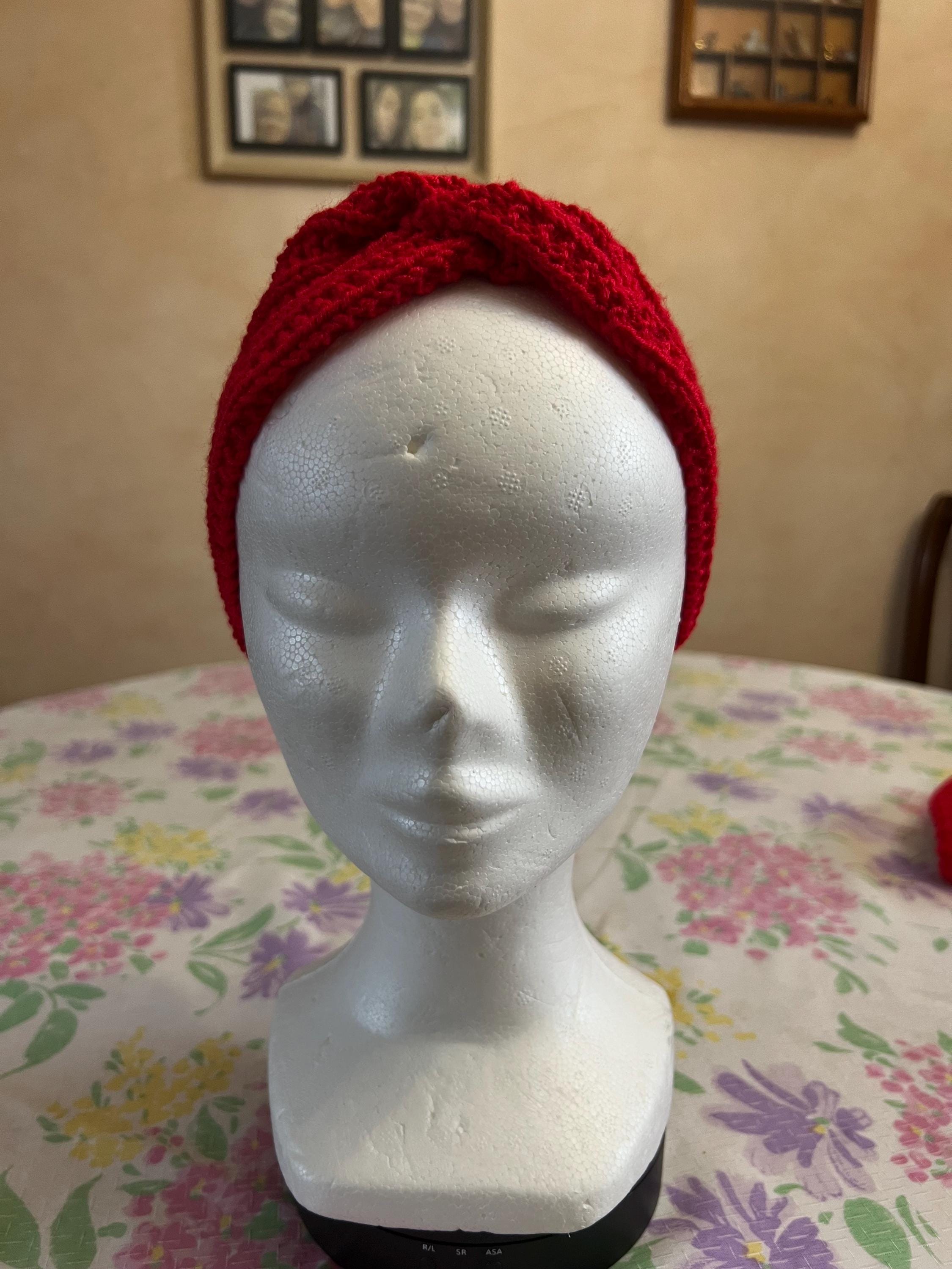 Bandeau croisé en laine pour femme, headband laine, tricoté main. - Un grand marché