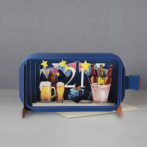 21st birthday,3D Pop-up card,Handmade,Beer,Presents,Party,Bunting,Laser-cut,3D message in a bottle,Gift card,Birthday
