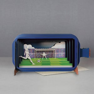 Football card,3D pop-up card, Handmade,Goal,Football pitch,Striker,Laser-cut,3D message in a bottle,Gift card