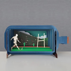 Rugby Card, Rugby Player, 3D pop-up card, Handmade,  Rugby Ball, Stadium, Rugby Pitch, Laser-cut,3D message in a bottle, Gift card