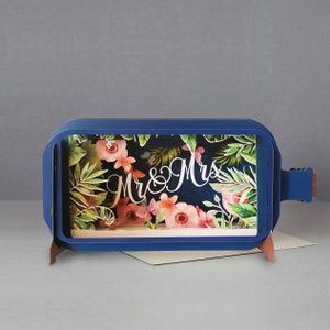 Wedding Card, Flowers,3D pop-up card, Handmade, Mr & Mrs Butterflies,Botannical,Plants,Laser-cut,3D message in a bottle,Gift card