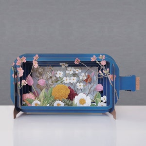 Flowers Card, 3D Pop-up card,Handmade, Wildflowers, Trees, Floral, Pretty, Summer, Laser-cut,3D message in a bottle,Gift card,Birthday