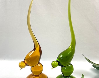 Viking Glass Epic Bird Mid Century Avocado Green Amber - sold separately