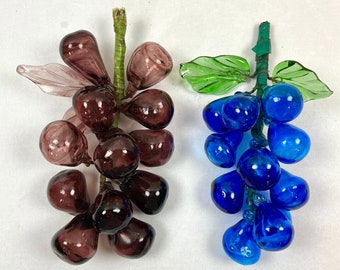 Vintage Glass Grape Cluster Blue or Purple Brown - sold separately