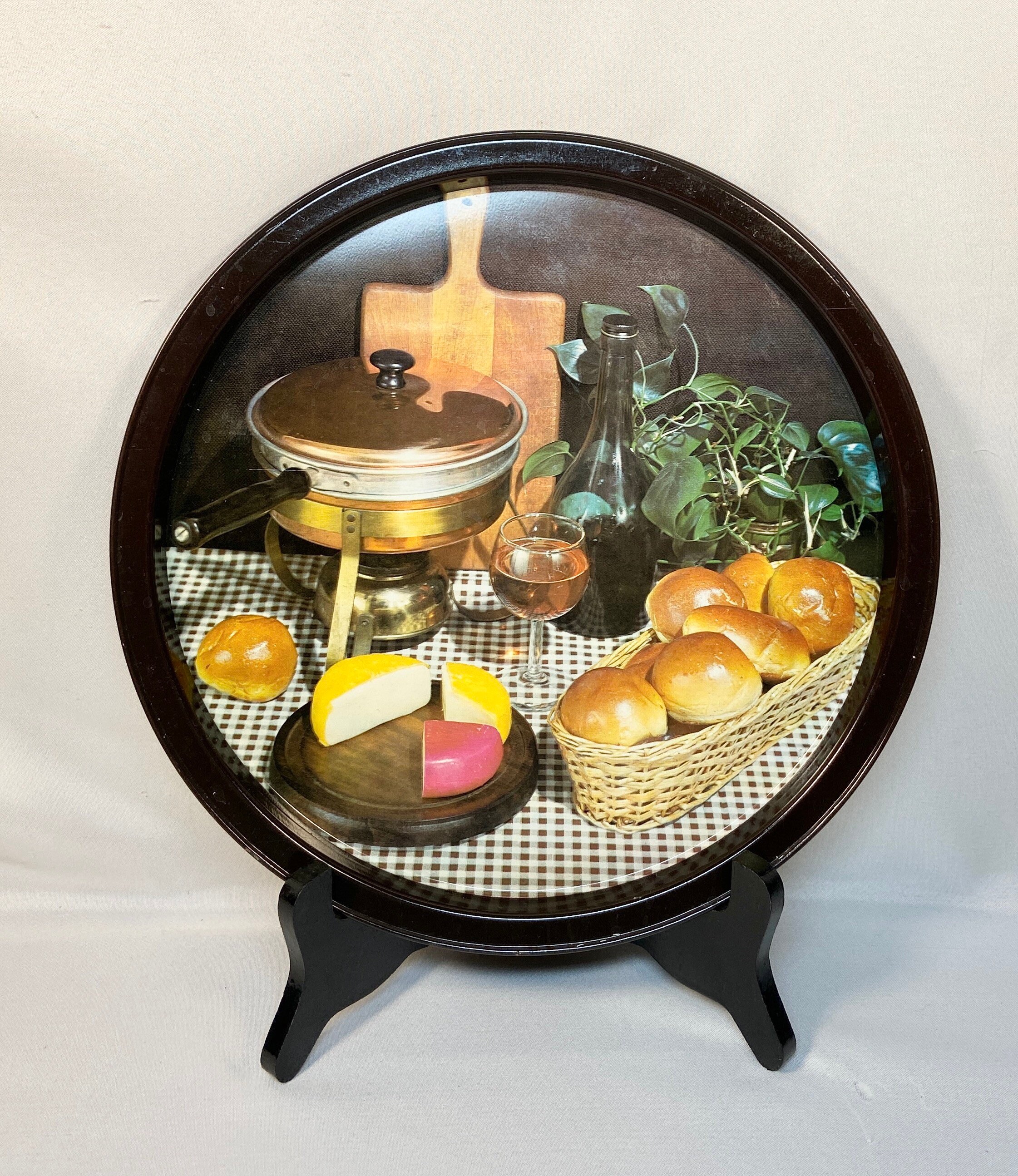 Vintage Round Metal Serving Trays Food Photos Set of 3 Etsy