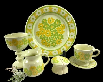 Vintage Franciscan Picnic Mid Century Mod Groovy Daisy Dinnerware - sold separately