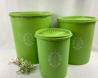 Vintage Tupperware Canister Set Lime Green Mid Century MCM