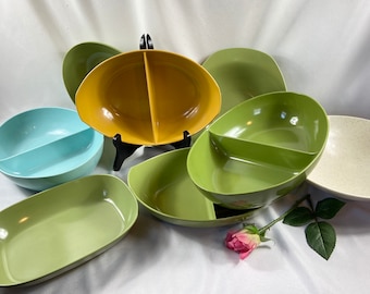 Vintage Melamine Serving Bowls Avocado Green, Gold, Turquoise Mid Century- sold separately