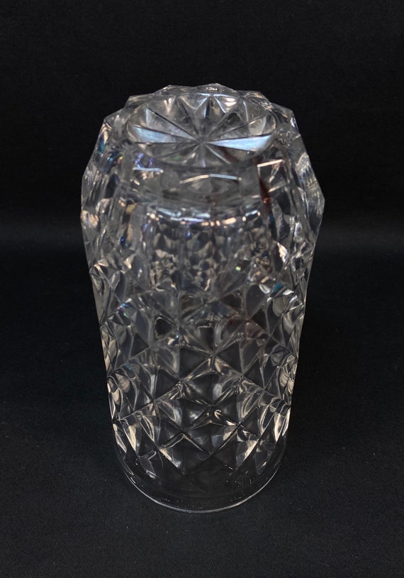Vintage Iridescent Diamond Cut Heavy Glass Tumblers set of 2