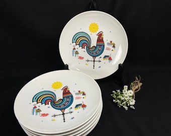 Vintage Berggren Swedish Rooster Plates