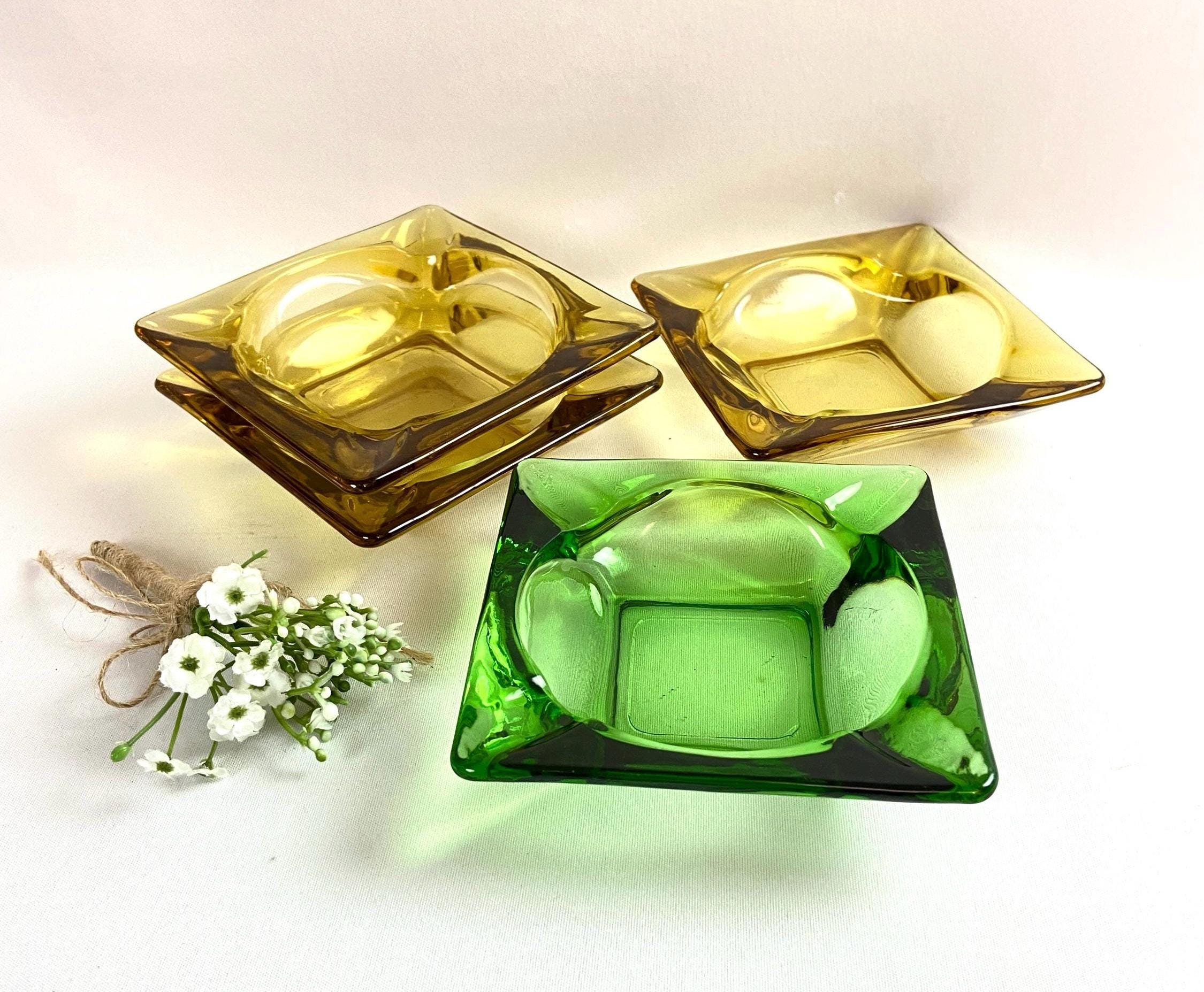 70s ずっしり！ バイキング VIKING グリーンガラス 灰皿 ビンテージ