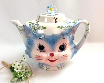 Lefton Miss Priss Cat Teapot - Etsy