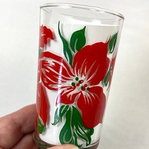 Vintage jugo gafas rojo hibisco flor mediados de siglo conjunto de 4 imagen 4