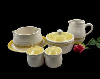 Vintage Mid Century Franciscan Hacienda Gold Yellow Gravy Boat, Creamer, Sugar Bowl, Salt and Pepper  - sold separately