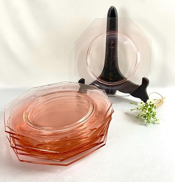 Vintage Pale Pink Octagonal Glass Dish Vintage Pale Pink Octagonal Glass Dish