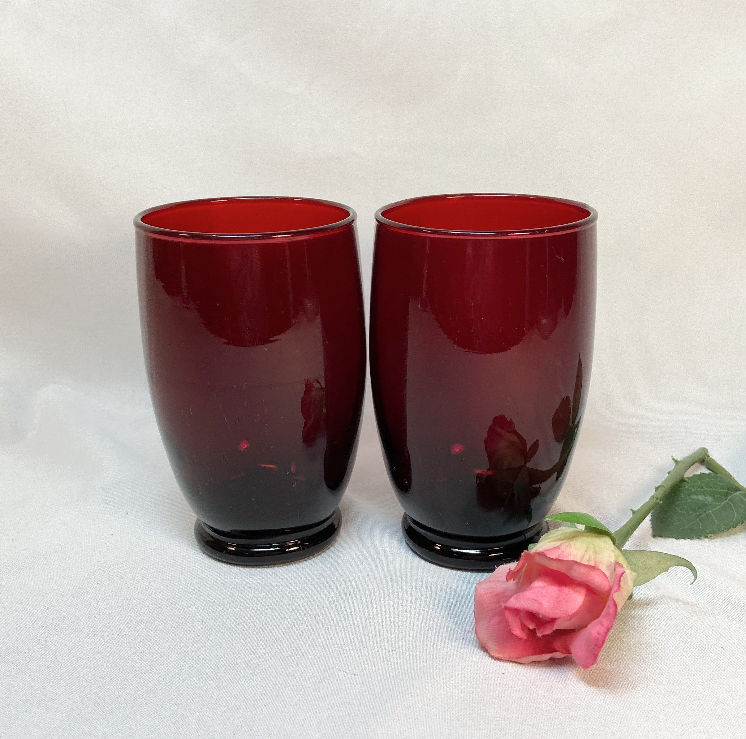 Footed Drinking Glasses Anchor Hocking Royal Ruby Red Set of Etsy