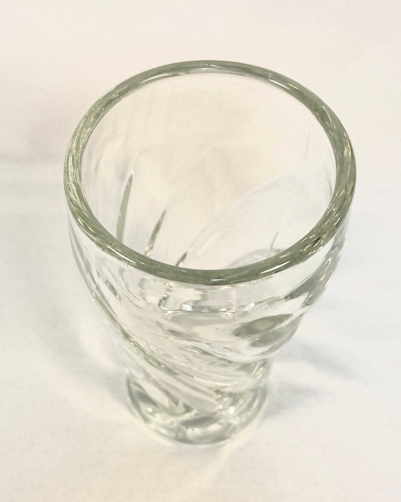 Vintage Swirl Small Drinking Glasses Thick Heavy Clear Glass Set of 5 