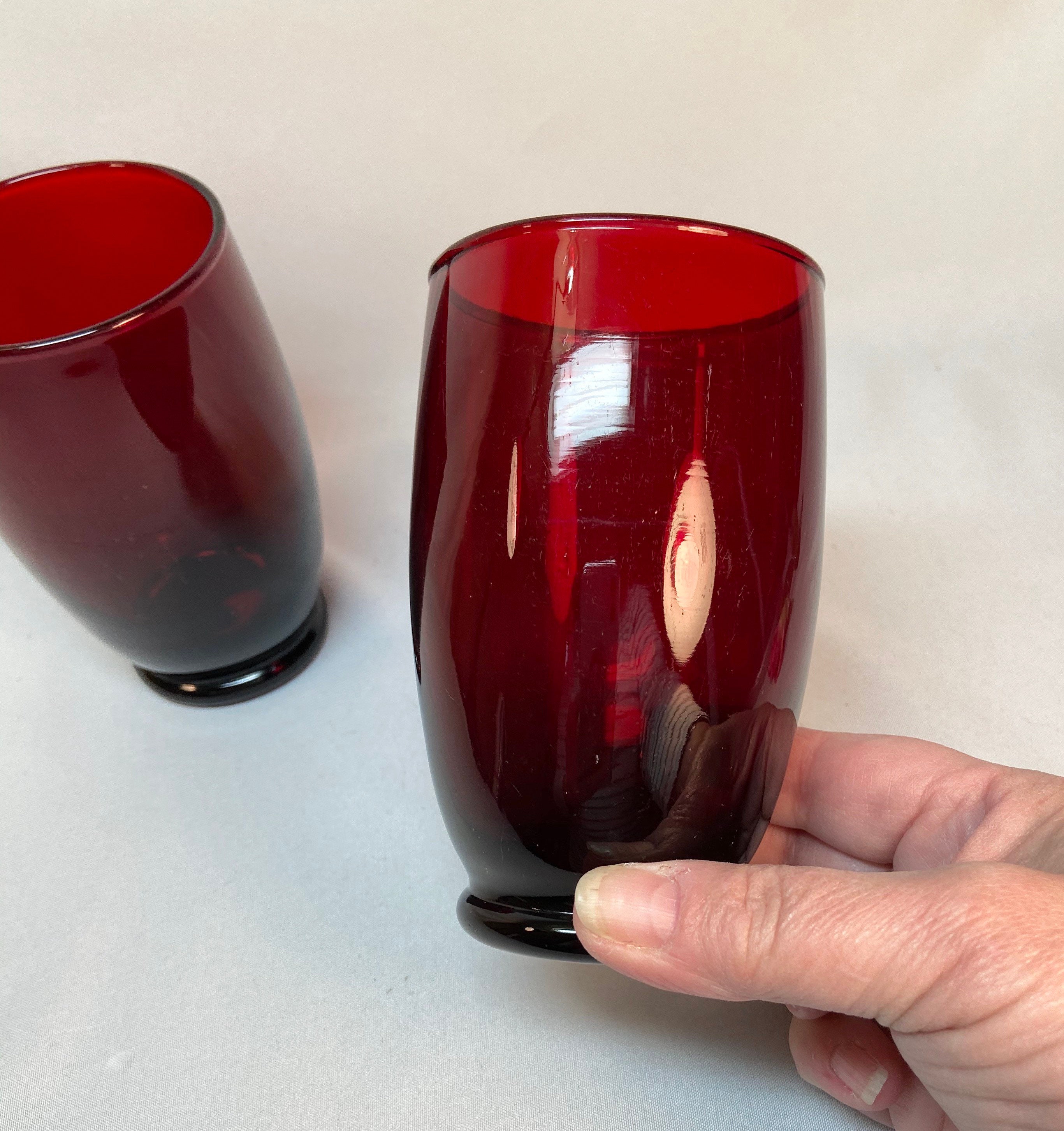 Footed Drinking Glasses Anchor Hocking Royal Ruby Red Set of Etsy