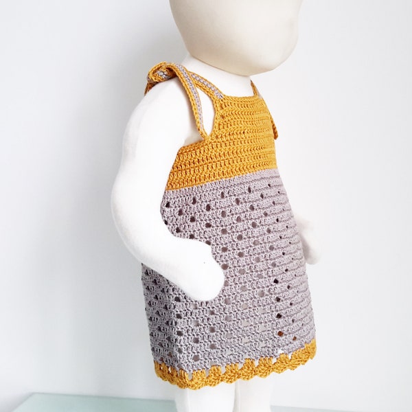 Robe enfant au crochet, patron crochet en français, tuto robe été, pdf crochet, bébé, fille, diy, 6 mois à 6 ans, #8