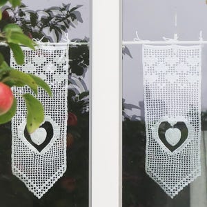 Crochet pattern, crochet lace curtain, curtains valance, diy, crochet heart #42