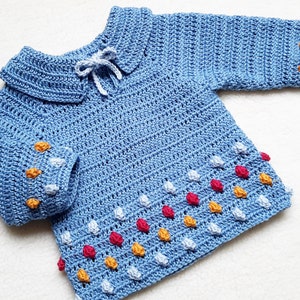Crochet pattern, baby sweater, baby gift, home made gift, boy, girl, bobble pattern, 3 months,18 months, #31