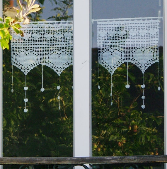 My Deco Crochet pour porte ou fenêtre blanc 2 pièces