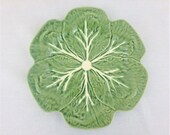 Portuguese Ceramic Leaf Plate, Bordallo Pinneiro Cabbageware, Lettuceware Plates, Green Bordallo Ceramic Plates, Vintage Ceramic, Leaf Plate