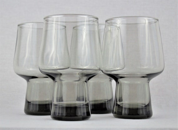 Smokey Black Glass Vintage Black Glassware Smoked Black Glassware MCM Glassware Mid-Century Glassware 3 MCM Smoked Black Cocktail Glass
