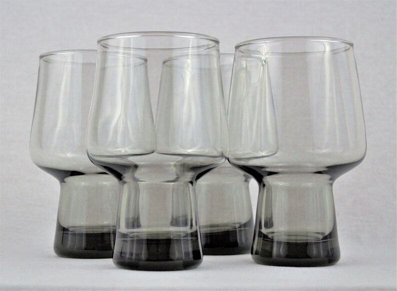 Smokey Black Glass Vintage Black Glassware Smoked Black Glassware MCM Glassware Mid-Century Glassware 3 MCM Smoked Black Cocktail Glass
