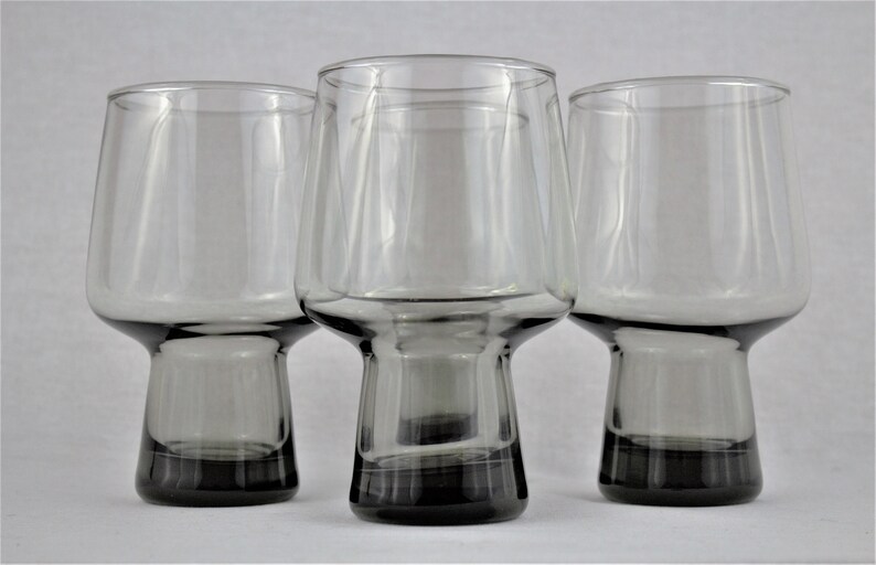 Smokey Black Glass Vintage Black Glassware Smoked Black Glassware MCM Glassware Mid-Century Glassware 3 MCM Smoked Black Cocktail Glass