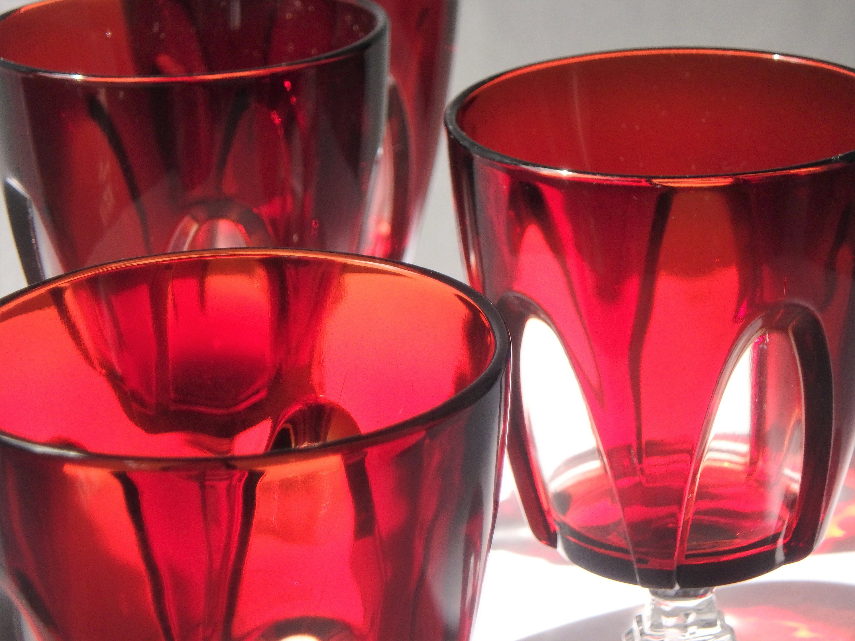 Vintage Red Crystal Wine Glass Set Of 4 Vintage Red Wine Etsy