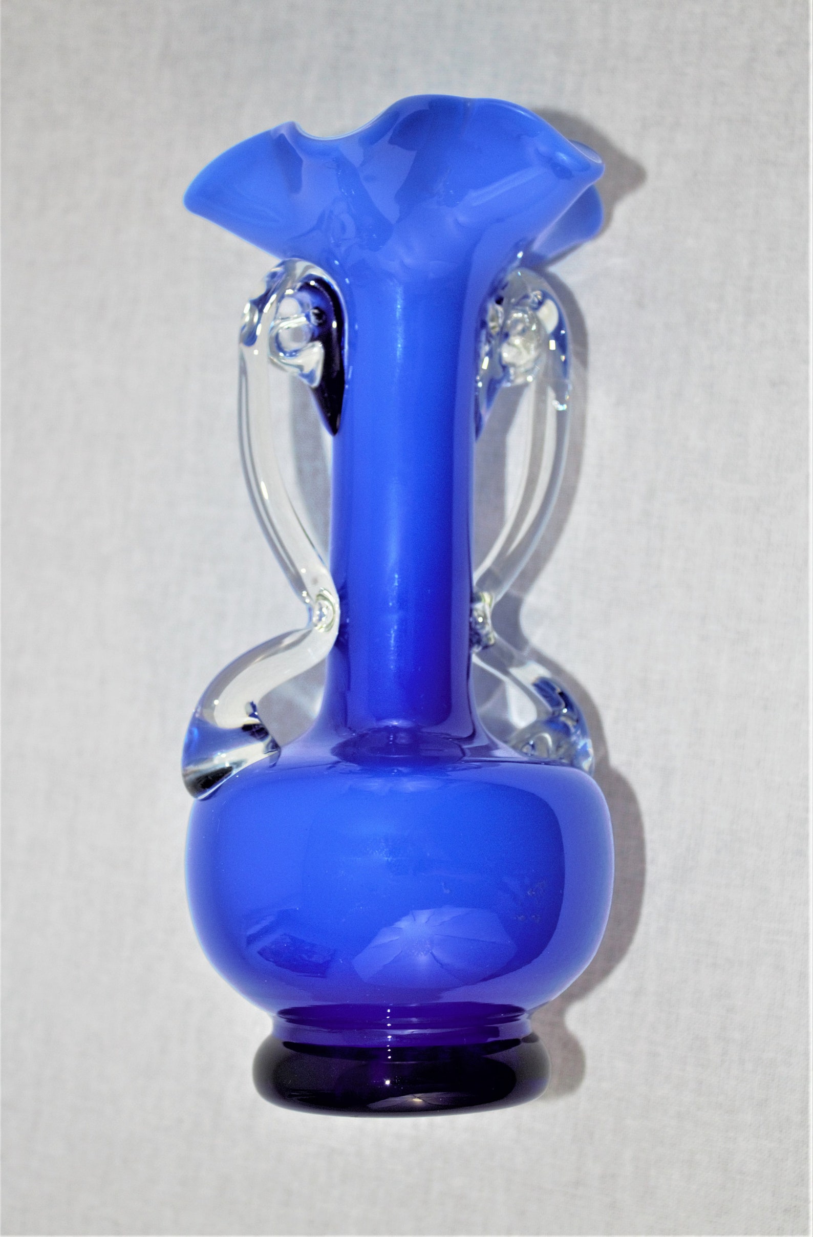 Blue Murano Glass Vase Blue Murano Cased Vase Small Blue Etsy