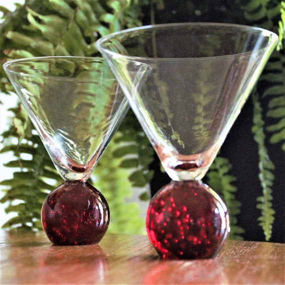 Bubble Base Glass 2 Ball Base Martini Glasses Red Bubble Etsy