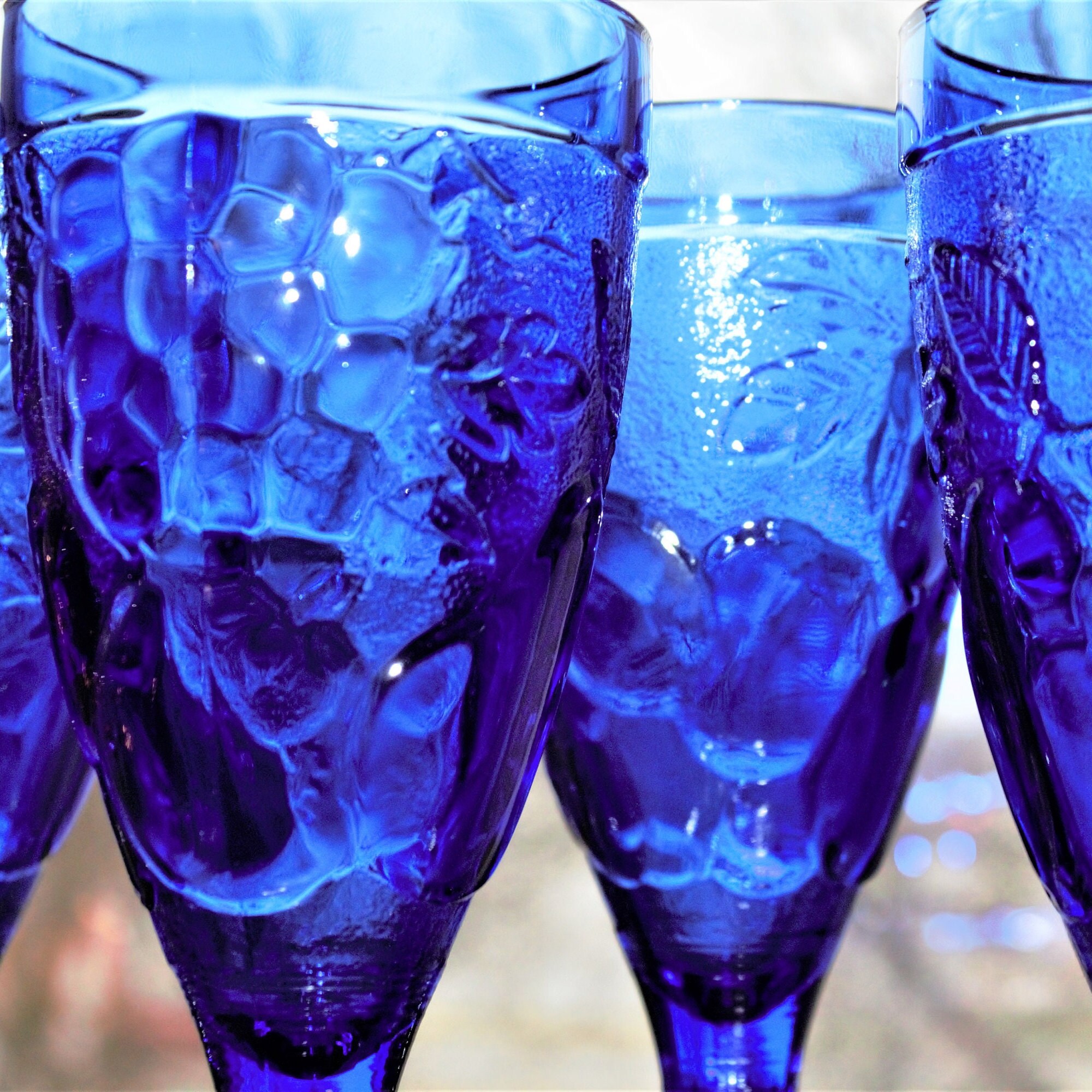 French Glassware 4 Blue Cocktail Glasses from France Etsy.de