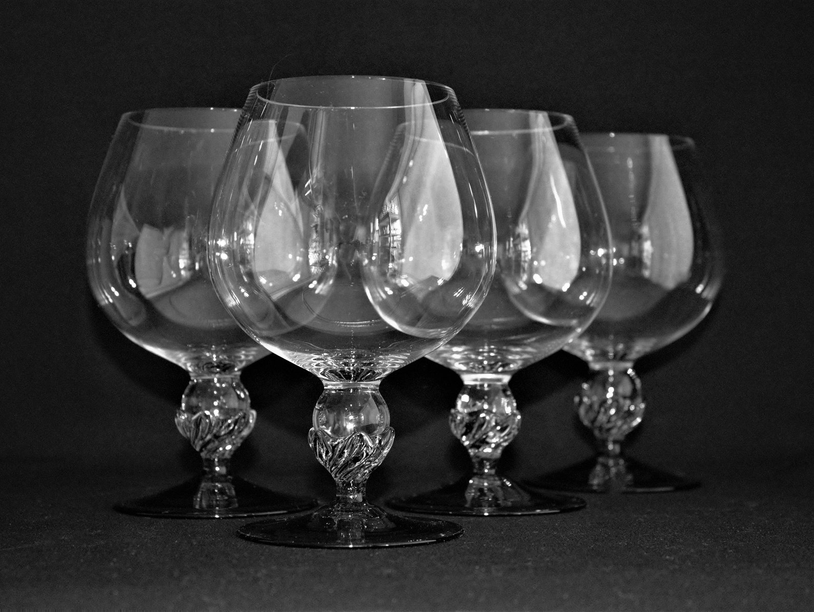 Brandy Snifter 4 Unique Brandy Snifter w/ Glass Ball Stem Etsy