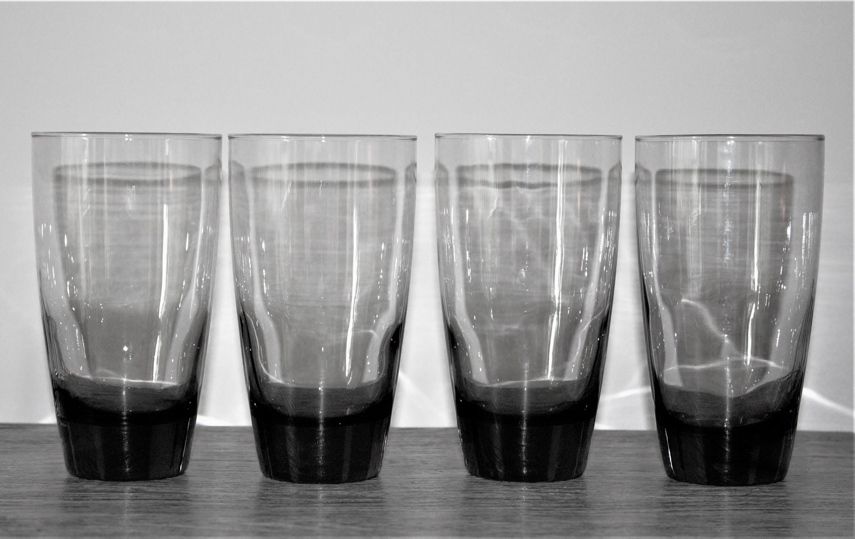 Smoked Black Glass 4 Black Cocktail Glasses MCM Glassware Etsy