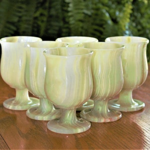 Onyx Marble Wine Goblet Set, 6 Marble Wine Glass, Stone Cup, Natural Onyx Marble, Marble Cup, Handmade Cup, Green Onyx Stemware, Stone Glass