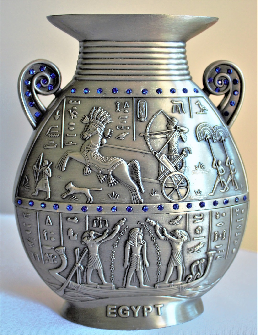 Egypt Vase Vintage Vase From Egypt Pewter Egypt Vase Unique Etsy