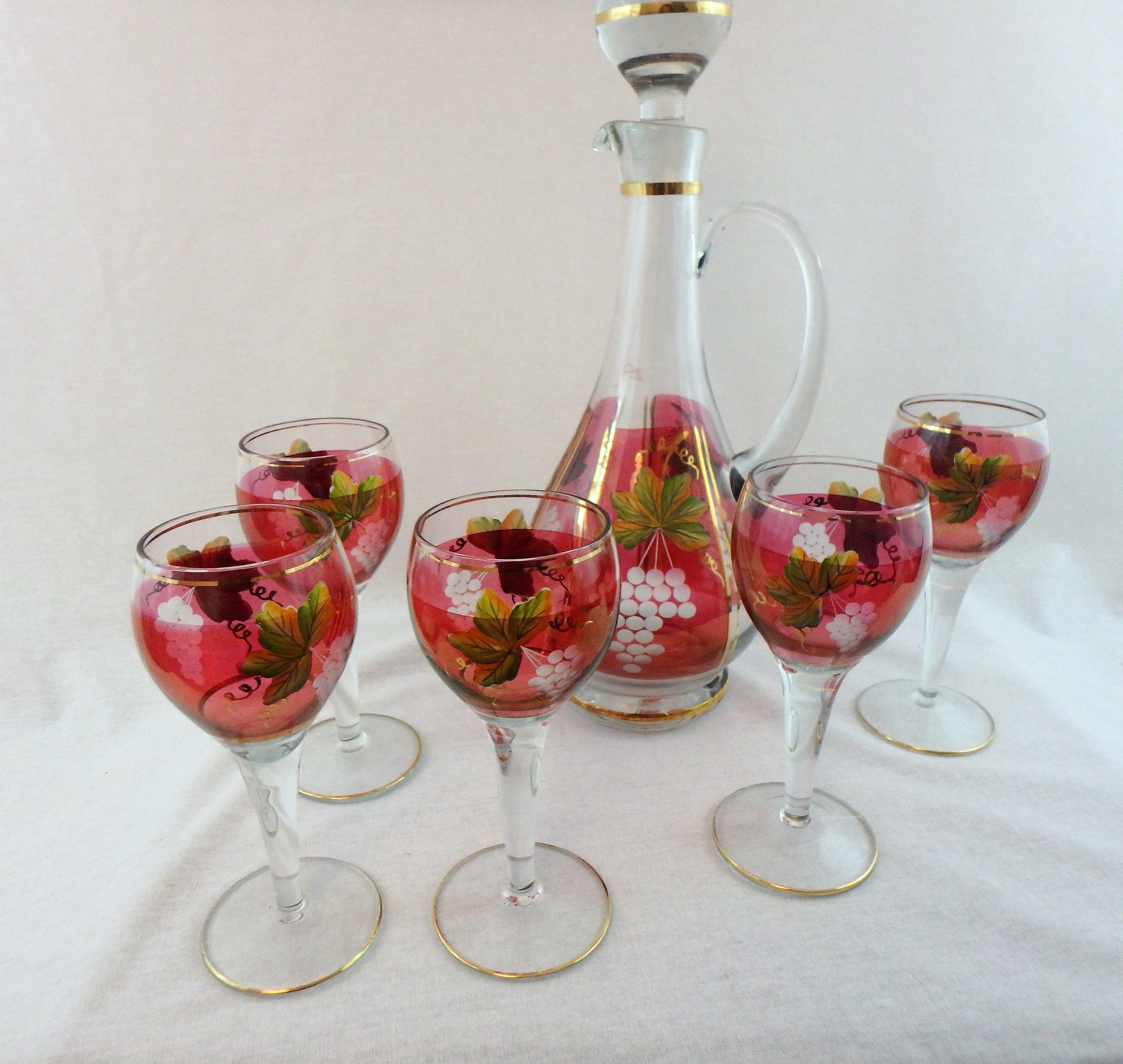 Wine Decanter Set 7 Pc Vintage Decanter Wine Glasses Etsy