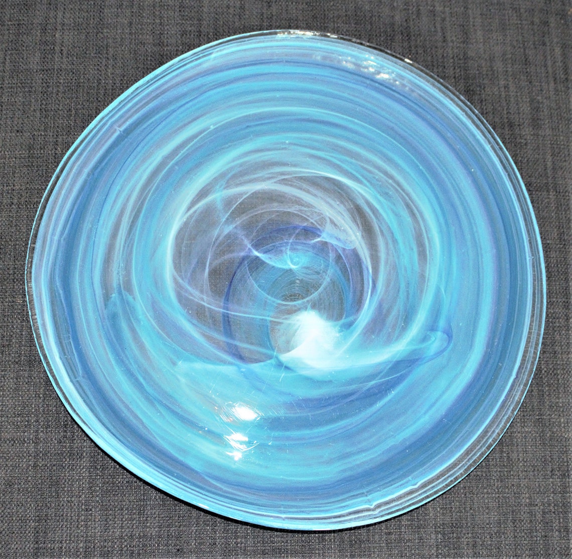 Blue Swirl Glass Plate 12 Murano Swirl Glass Platter Etsy