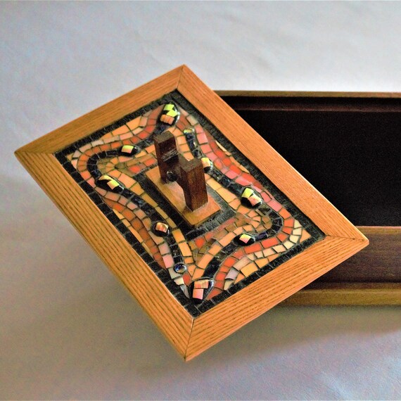 Wood Jewelry Box, Unique Mosaic Keepsake Box, Han… - image 5