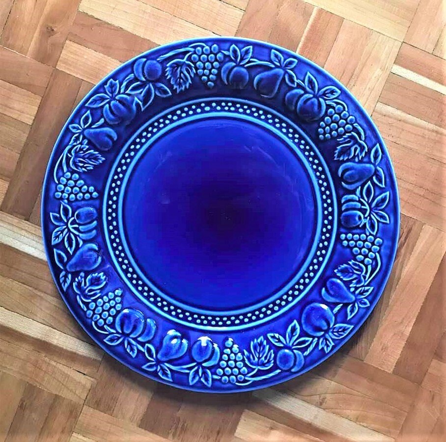 Blue Dinner Plate 2 Cobalt Blue Plates Blue Dinnerware With Etsy