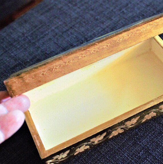 Italian Gilt Wooden Box, Hand Painted Florentine … - image 8