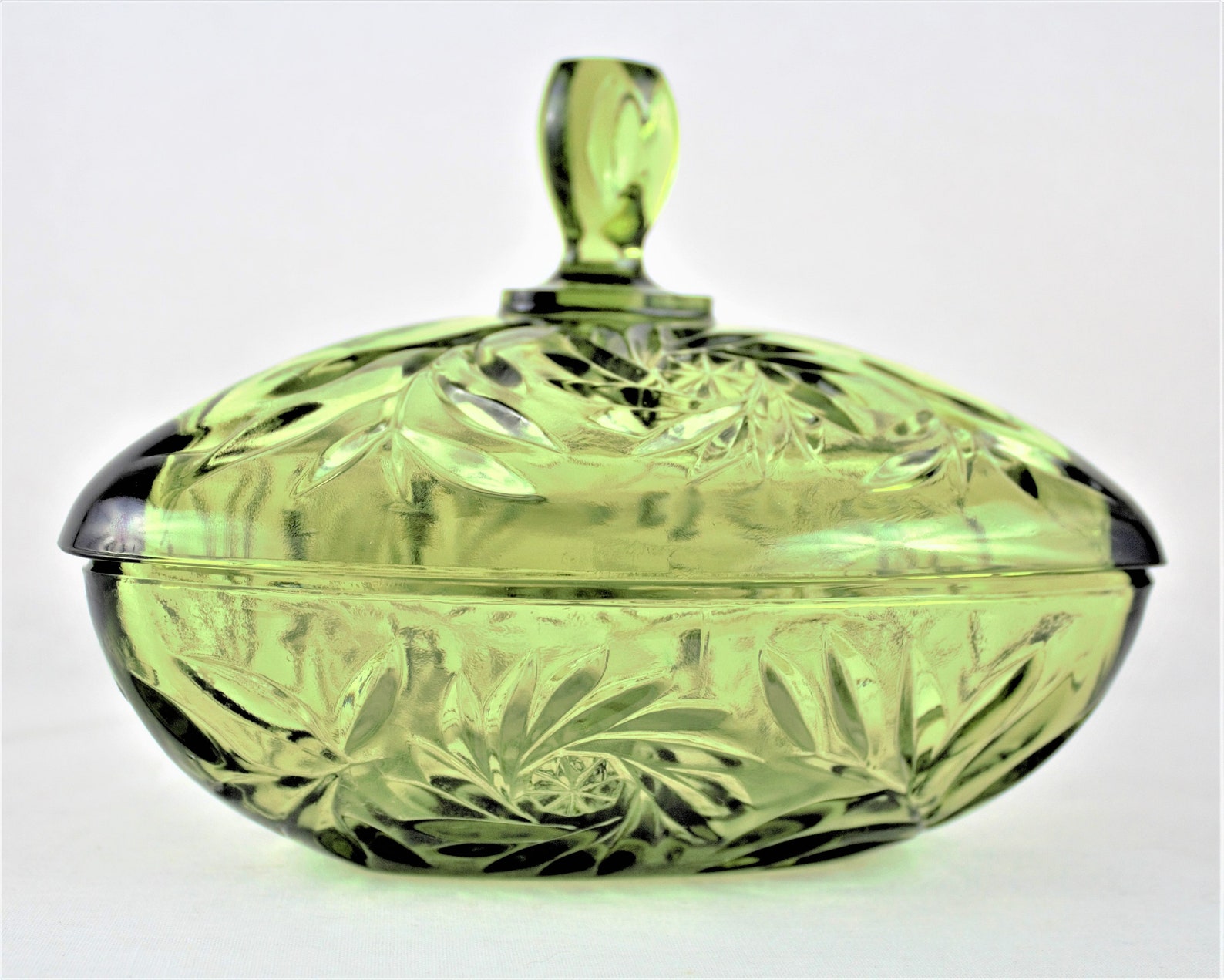 Vintage Green Candy Bowl With Lid Vintage Green Candy Dish Etsy