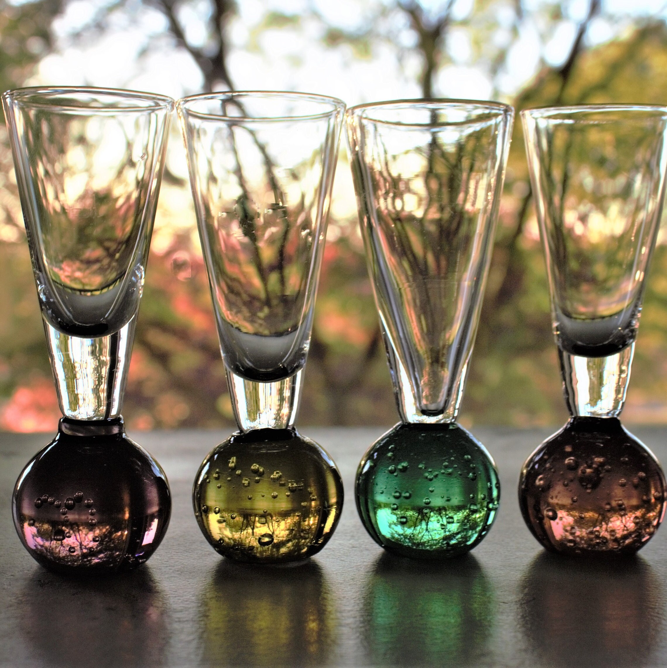 Shot Glass 7 Shooter Glasses Bubble Ball Base Shotter Glass Etsy Canada