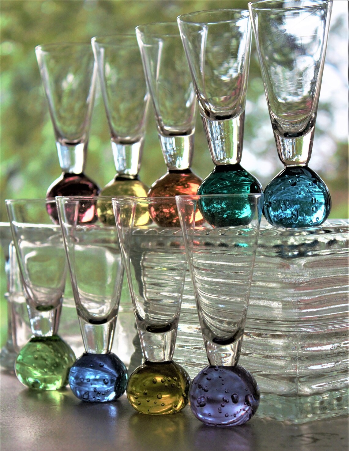 Shot Glass 9 Shooter Glasses Bubble Ball Base Shotter Glass Etsy