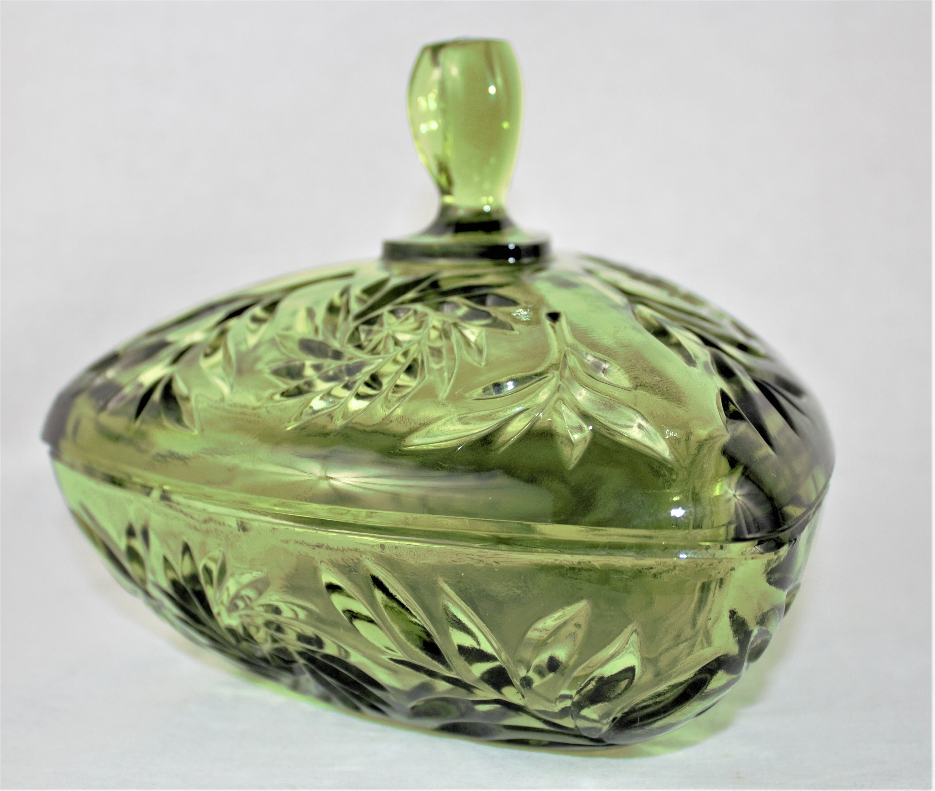 Vintage Glass Candy Dish with Lid Green Glass Candybowl Etsy