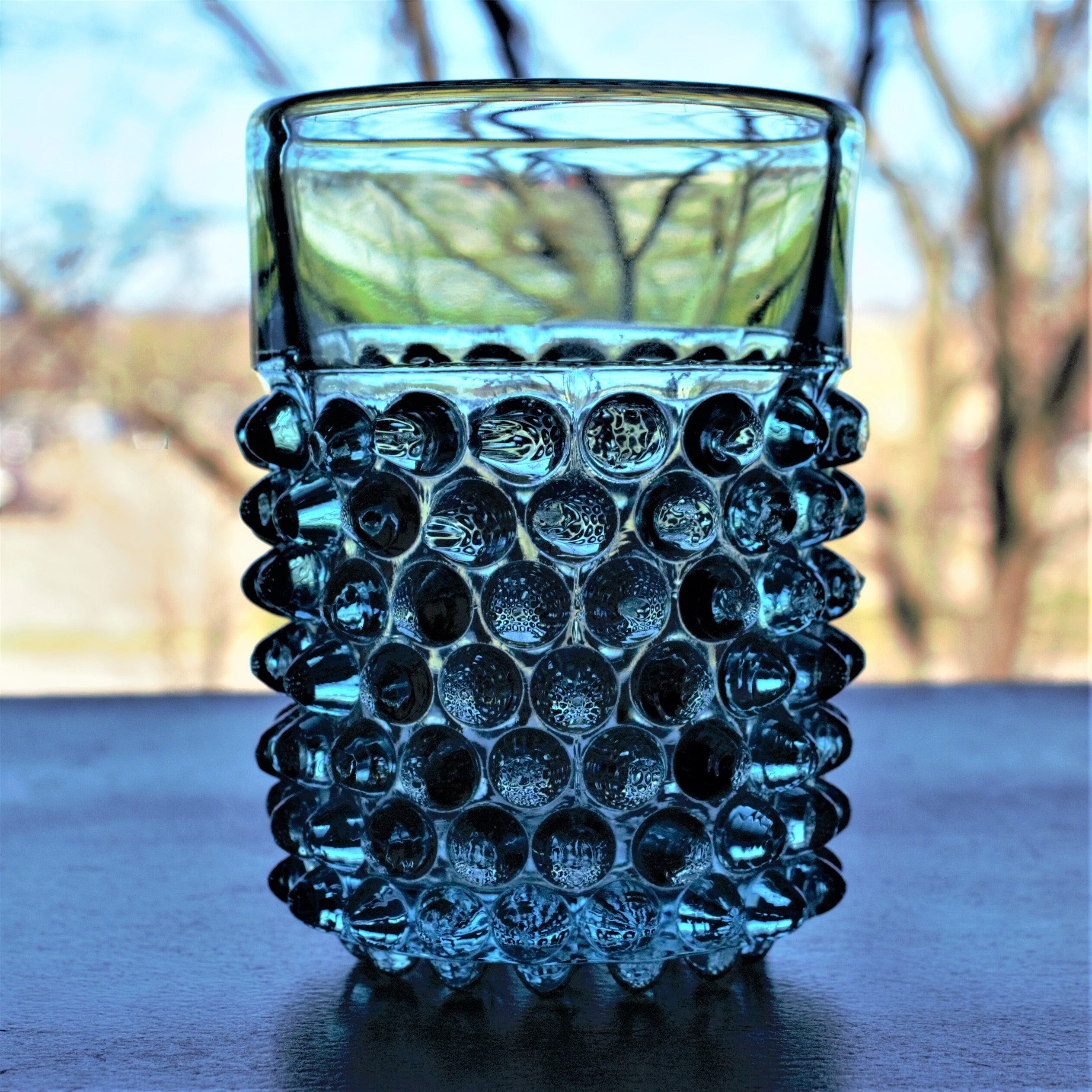 Vintage Blue Hobnail Glass Spiky Hobnail Glassware MCM Etsy