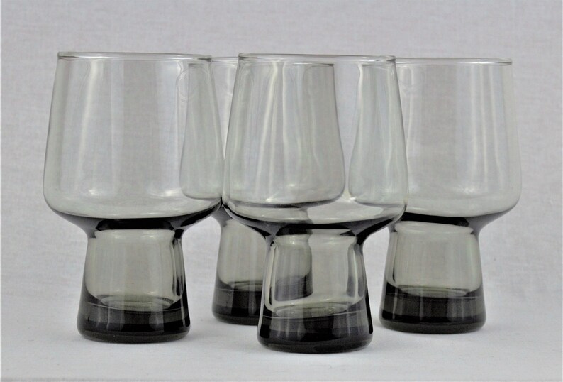 Smokey Black Glass Vintage Black Glassware Smoked Black Glassware MCM Glassware Mid-Century Glassware 3 MCM Smoked Black Cocktail Glass